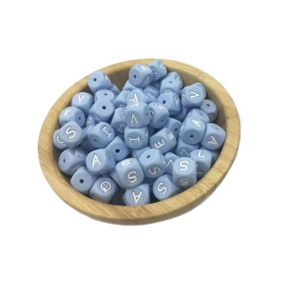 Alphabet Letter Silicone Bead-Blue - Image 3