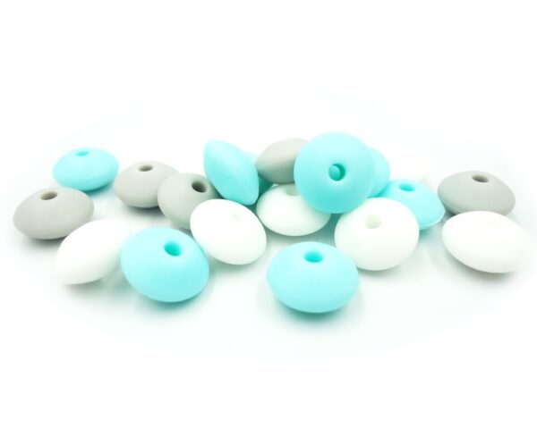 12mm Lentil & Saucer Silicone Beads light blue family-90PCS