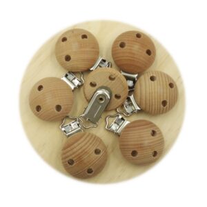 Beech Wood Round Dummy/Pacifier Clips