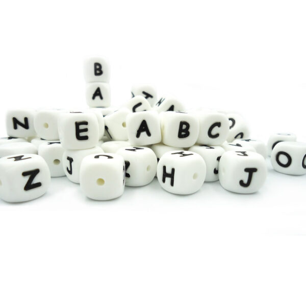 Alphabet Letter Silicone Beads-white