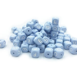 silicone beads with letters blue