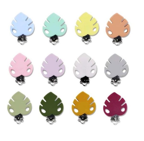 Silicone leaf pacifier clips