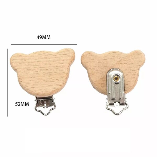 Beech Wood Animal Shaped Pacifier clip - Image 2