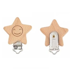 Wood Smilling Star Pacifier Clip