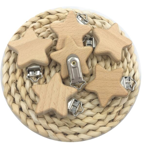 Beech Wood star shaped Pacifier Clip - Image 3