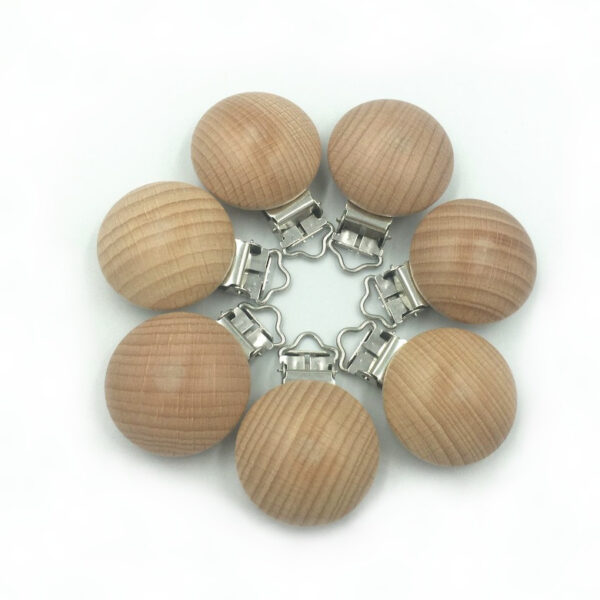 Beech Wood Round Pacifier Clips