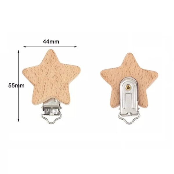 Beech Wood star shaped Pacifier Clip - Image 2