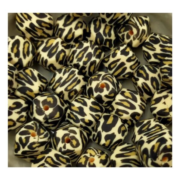 Leopard Hexagon Silicone bead 14mm