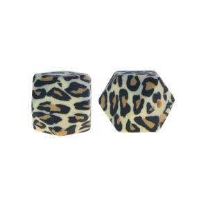 Leopard Hexagon Silicone bead 17mm