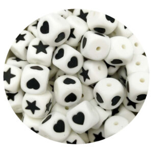 Silicone beads with star and sweet heart