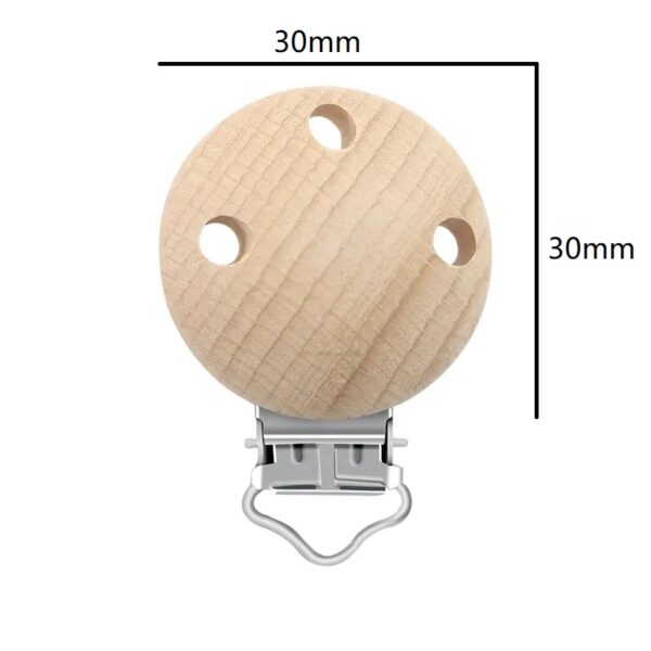 Beech Wood Round Dummy Clips 30mm - Image 2