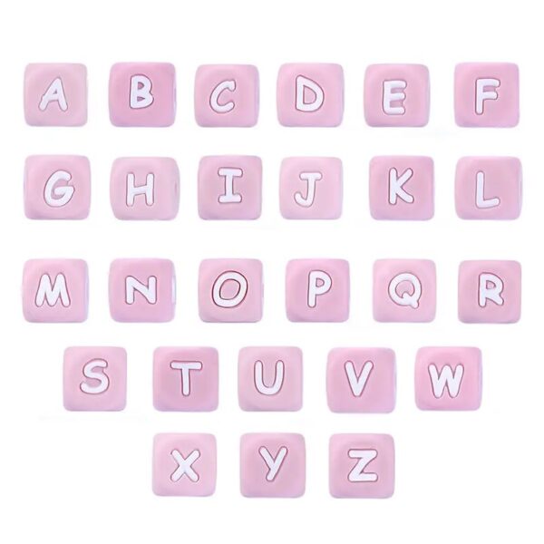 Alphabet Letter Silicone Bead-light pink - Image 3