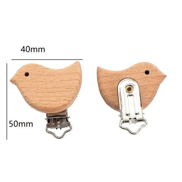 Beech Wood Bird Pacifier clip - Image 2