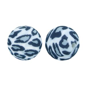 15mm Round Leopard Print - Light Grey