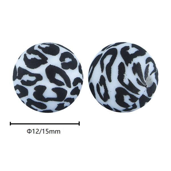 12/15mm Leopard Silicone bead-Black - Image 2