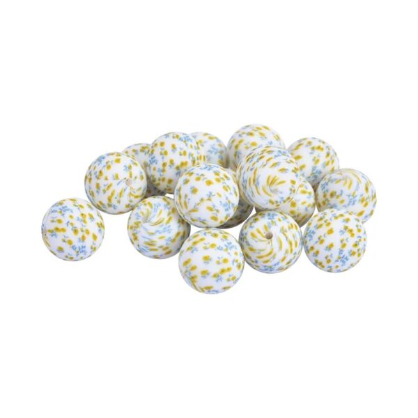 Silicone bead 15mm,yellow flower