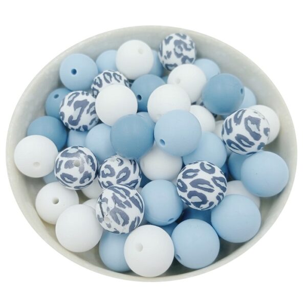 20pcs Silicone beads Φ15mm-Lot of blue leopard